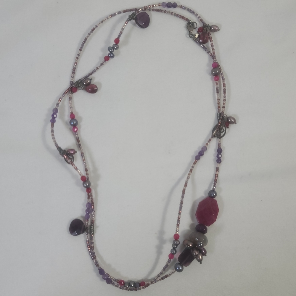 Silpada Blush Wine N2348 925 Sterling Silver Quartz Amethyst Agate Necklace